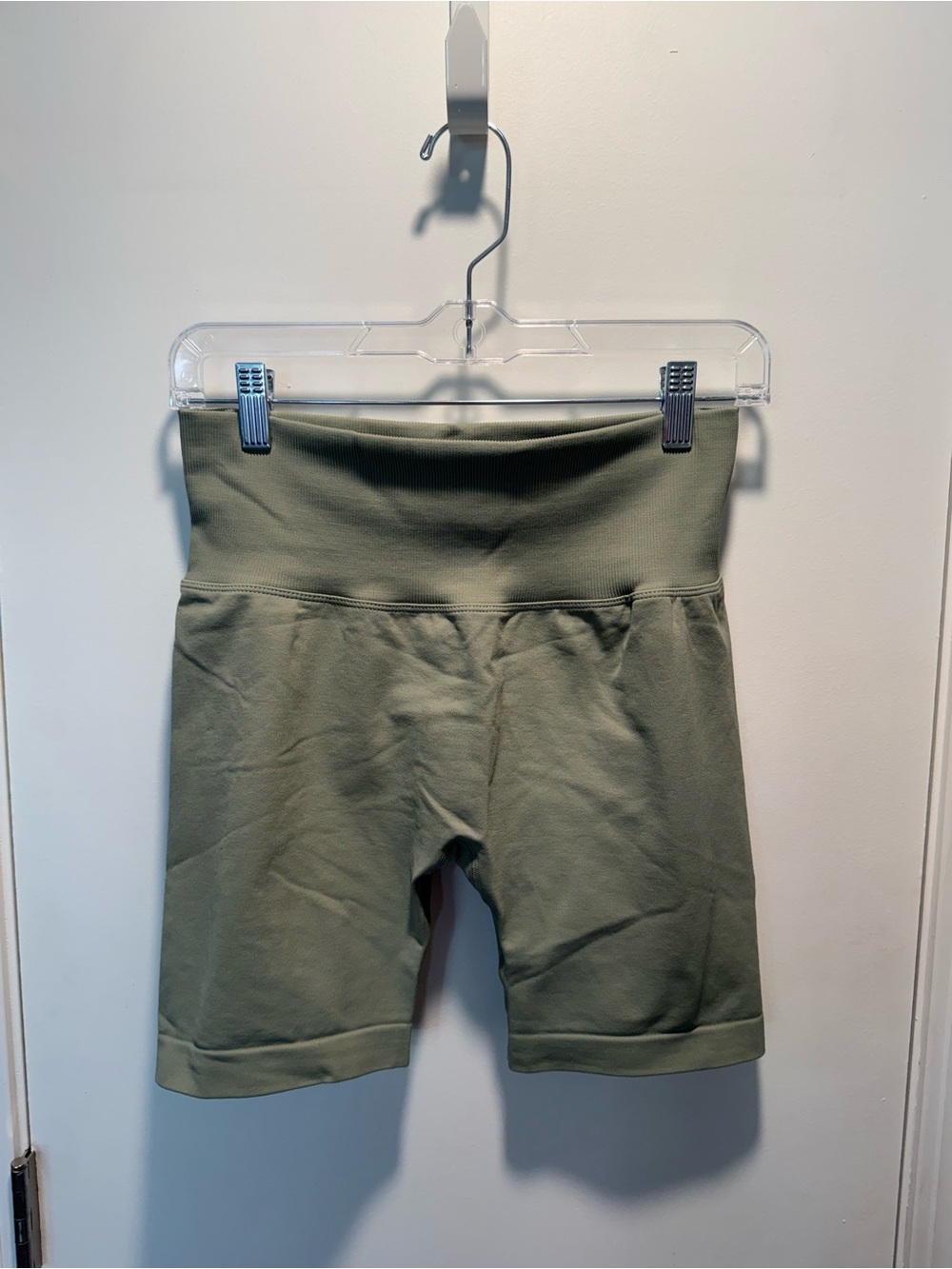 High-Waist Olive Green Athletic Bike Shorts